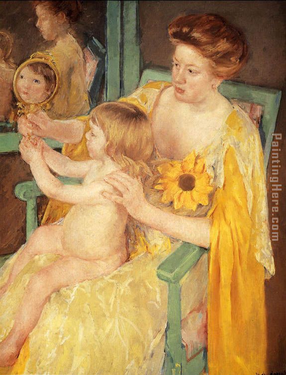 Mary Cassatt Mother Wearing A Sunflower On Her Dress